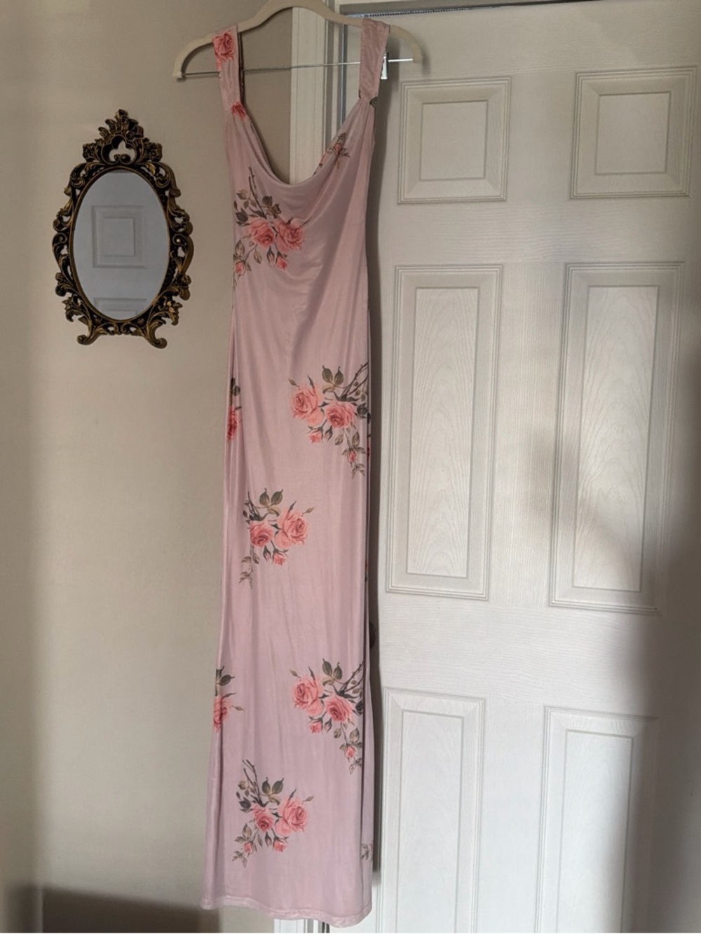 Tiger Mist Pink Rose Print backless maxi Dress - Deadstock